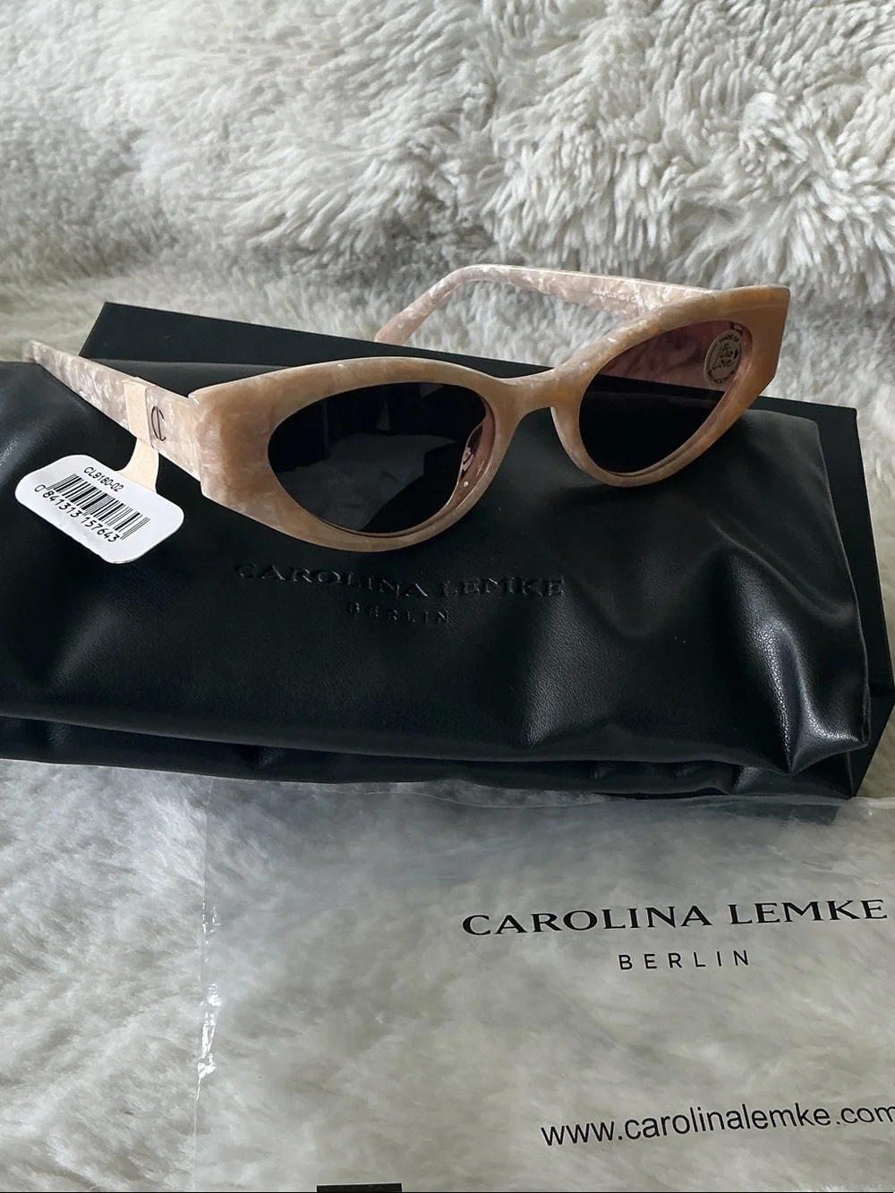 Carolina Lemke Pink Marble Cat-Eye Sunglasses - 9180-02